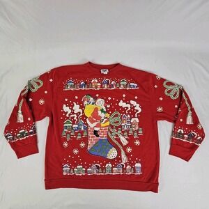 Vintage Holiday Time Christmas Sweatshirt Sweater XL Graphic Santa Ugly